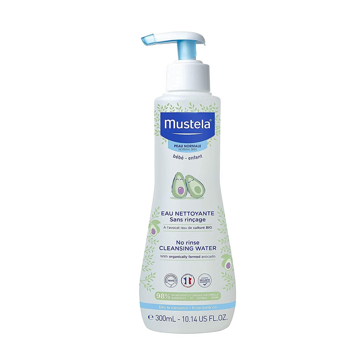 Água de Limpeza sem Enxaguar para Bebé Mustela Abacate (300 ml)-0