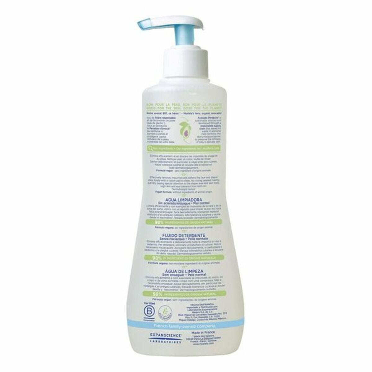 Água de Limpeza sem Enxaguar para Bebé Mustela Abacate (300 ml)-3