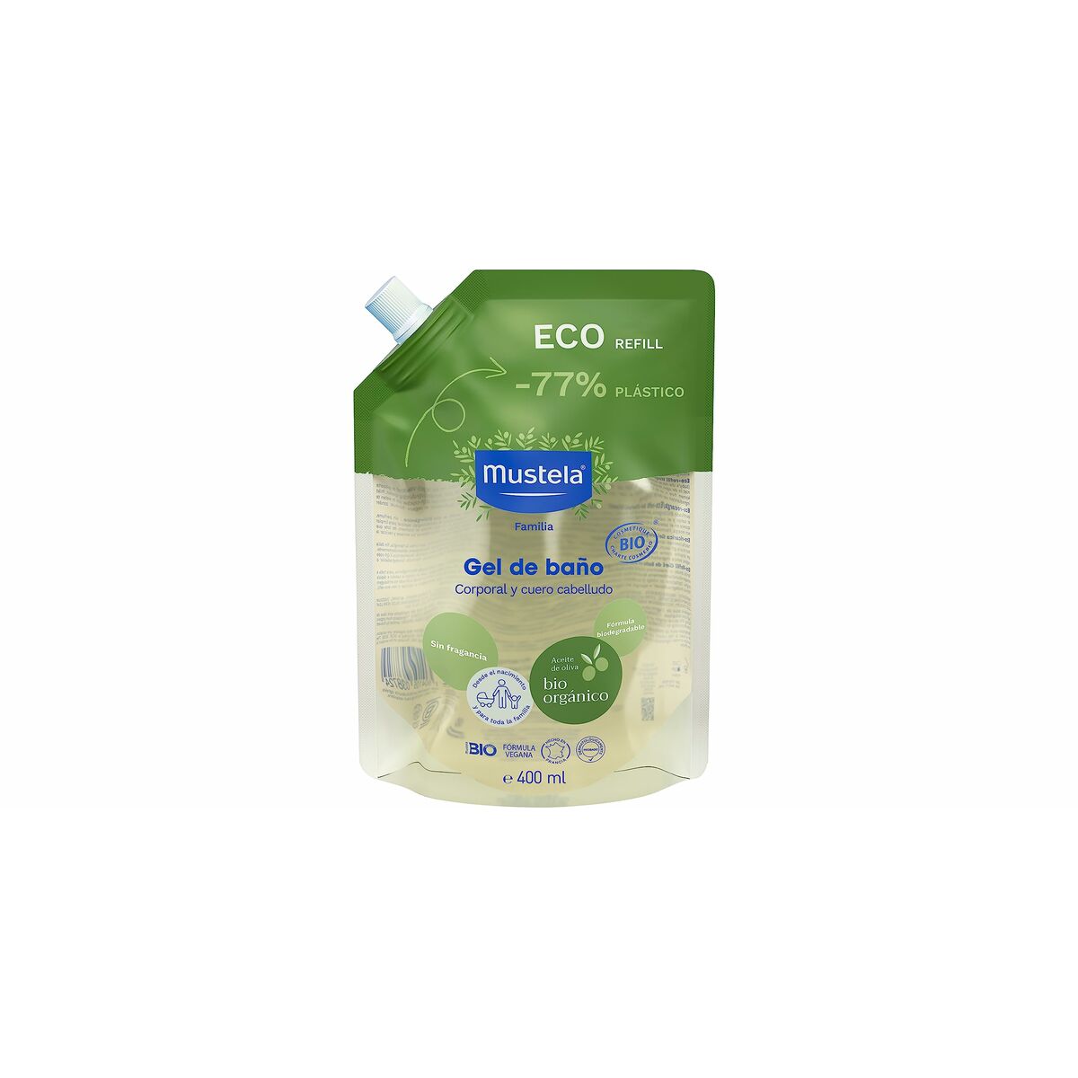 Gel e Champô 2 em 1 Mustela   Recarga 400 ml-0