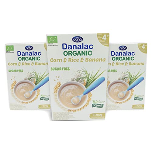 DANALAC Organic Baby Cereal (Corn, Rice, Banana) 200 Gram Porridge Sugar Free 4 Months Plus-7