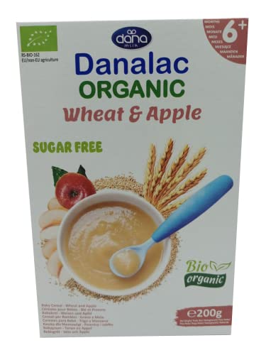 DANALAC Organic Baby Cereal Wheat and Apple 200 Gram Porridge Sugar Free 6 Months Plus-0