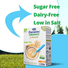 DANALAC Organic Baby Cereal (Five Cereals) 200 Gram Porridge Sugar Free 6 Months Plus | Wheat, Corn, Rice, Rye, Barley-6