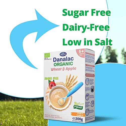 DANALAC Organic Baby Cereal Wheat and Apple 200 Gram Porridge Sugar Free 6 Months Plus-7