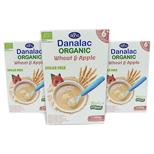 DANALAC Organic Baby Cereal Wheat and Apple 200 Gram Porridge Sugar Free 6 Months Plus-4