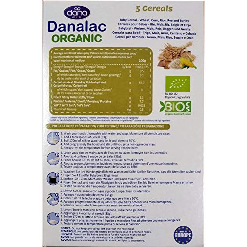 DANALAC Organic Baby Cereal (Five Cereals) 200 Gram Porridge Sugar Free 6 Months Plus | Wheat, Corn, Rice, Rye, Barley-10