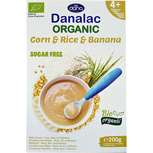 DANALAC Organic Baby Cereal (Corn, Rice, Banana) 200 Gram Porridge Sugar Free 4 Months Plus-9