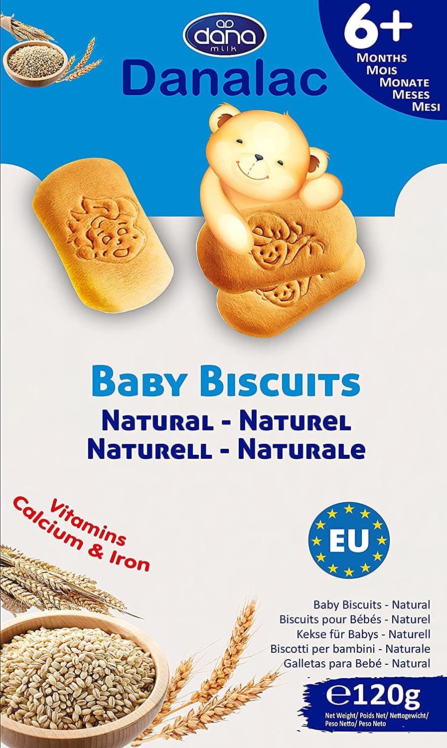 Danalac, Natural Baby Biscuits Finger Food Snack for Toddlers 6+ Months with Calcium Iron and Vitamins, 120g-0